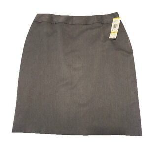 New ANNE KLEIN Charcoal Gray Business Career Straight Pencil Stretch Skirt Sz 14